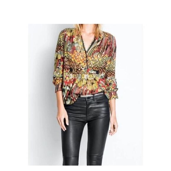Zadig & Voltaire Toumi Deluxe Blouse silk blend long sleeve v neck S - Picture 1 of 10